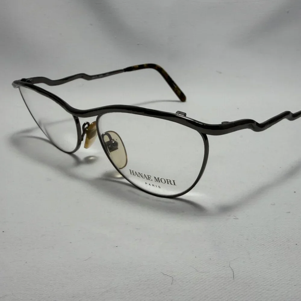 Hanae Mori Paris Gunmetal Eyeglasses - Frames Only